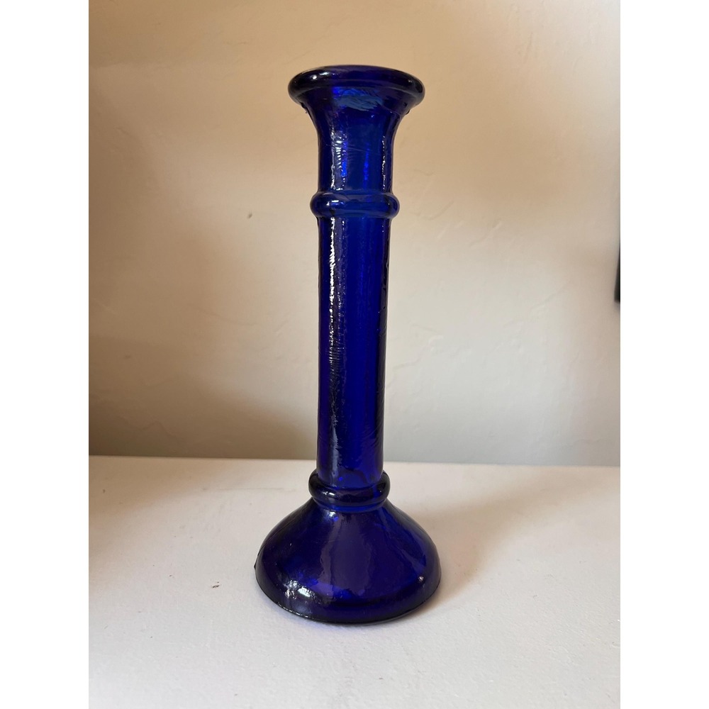 Vintage Cobalt Blue Glass Taper Candle Holder
